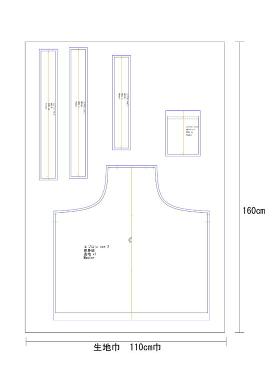 エプロン作成にかかる布の量