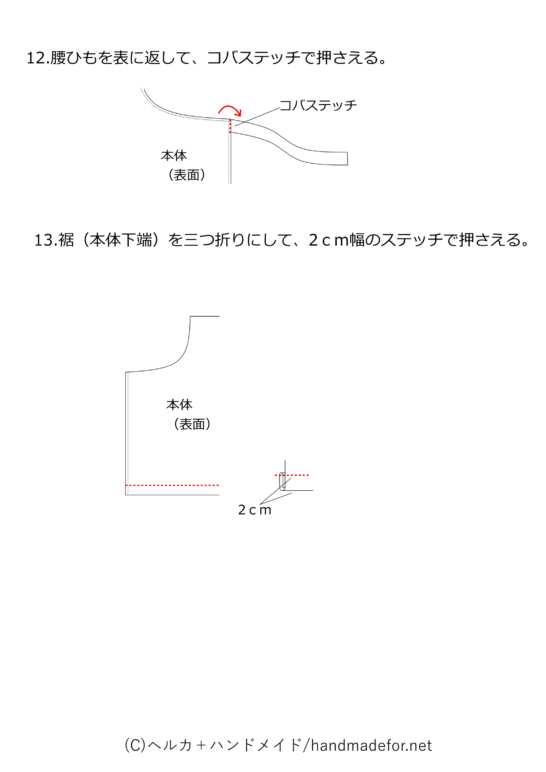 エプロンの作り方図解４