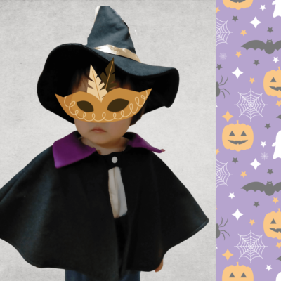 ハロウィン衣装「魔女の帽子」「魔女のマント」着用その１